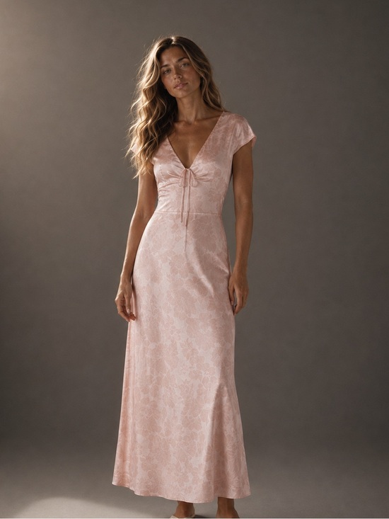 Petal & Pup Dresses & Skirts - Petal + Pup Blush Floral Satin Maxi Dress NWT Size S